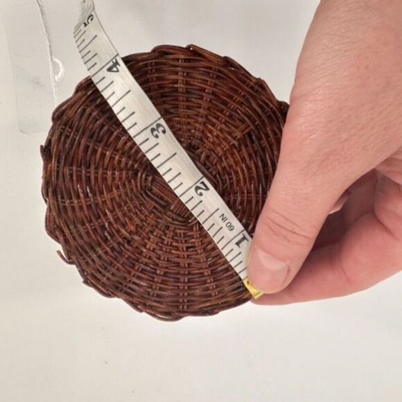 Vintage Wicker Rattan Woven Potpourri Basket Owl Collectible Adirondack Camp - Picture 10 of 11